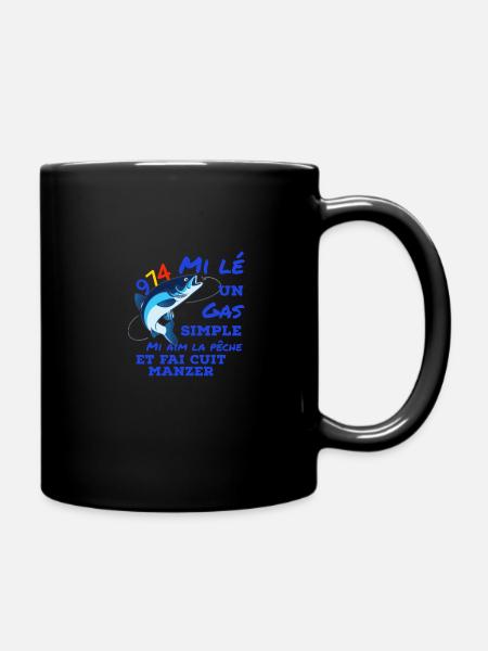 Texte humour créole pêche et cuisine - Mug uni - noir