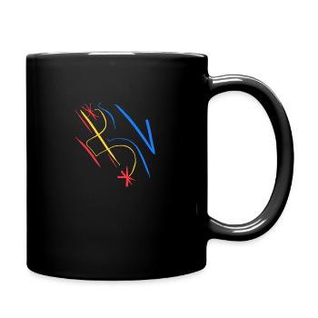 Blue, yellow, red color mixture - Full Colour Mug - black - Right