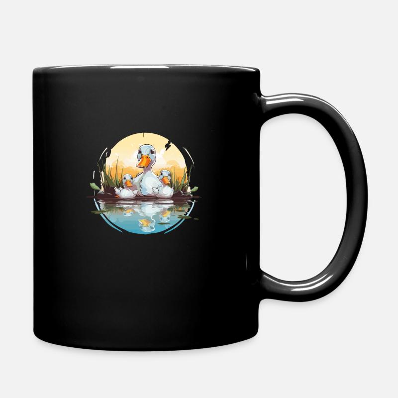 Entenfamilie im Teich - Tasse einfarbig - Schwarz