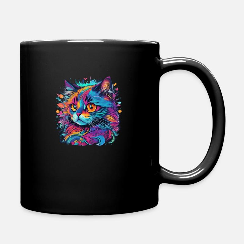 Cat in colors - Full Colour Mug - black