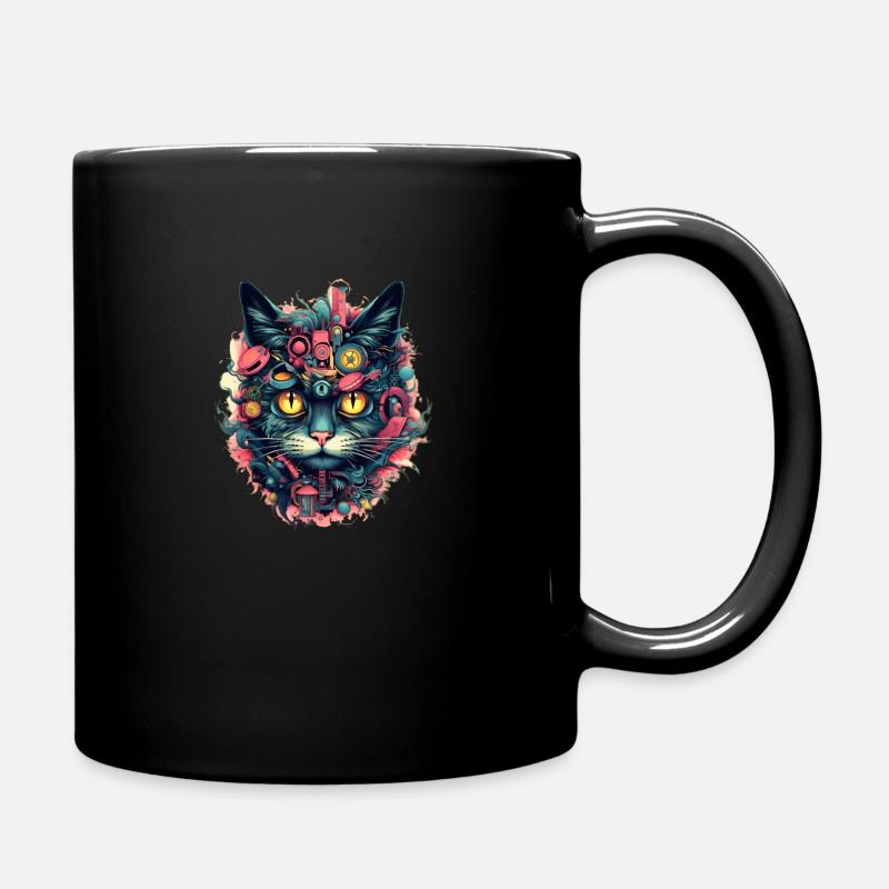 Cyberpunk Cat - Full Colour Mug - black