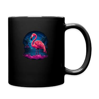 Rosa Flamingo - Tasse einfarbig - Schwarz - Rechts