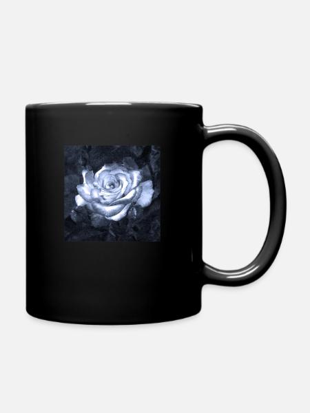Rose im Mondschein - Tasse einfarbig - Schwarz