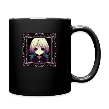 Goth anime girl in a frame - Full Colour Mug - black - Right