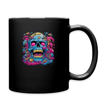 Totenkopf Skull Schädel Wasserfarben Top Design - Tasse einfarbig - Schwarz - Rechts