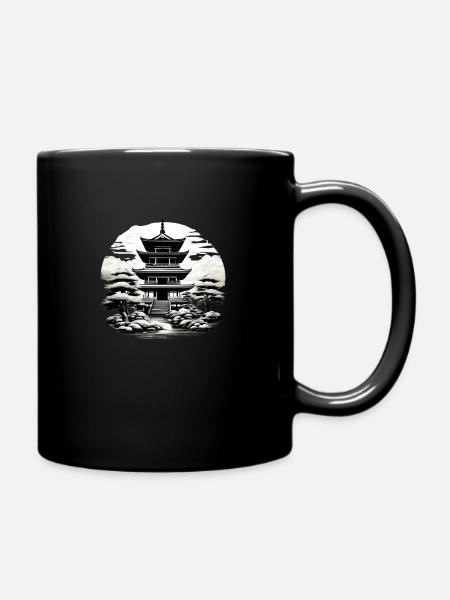 Japanischer Tempel - Tasse einfarbig - Schwarz