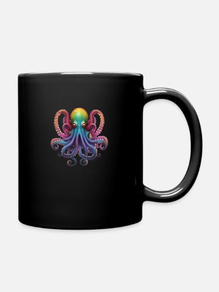 Out Of The Blue Cthulhu Thoughtful Octopus design - Full Colour Mug - black