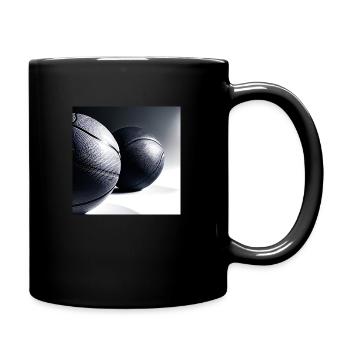 Basketball Design Series: Two basketballs in bw - Full Colour Mug - black - Right