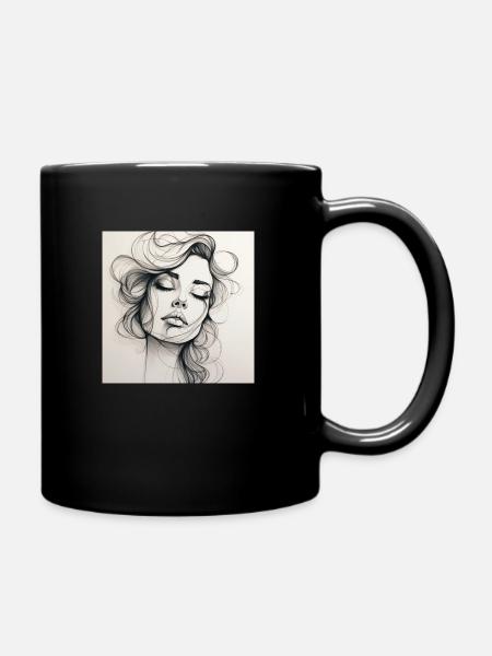 One Line Woman - Tasse einfarbig - Schwarz