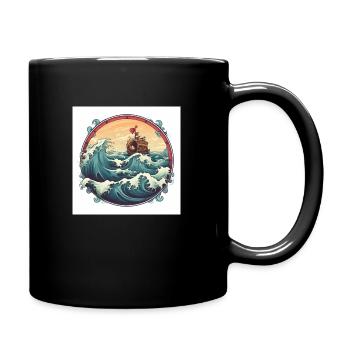 travel love symbol withe Kompass see waves - Tasse einfarbig - Schwarz - Rechts