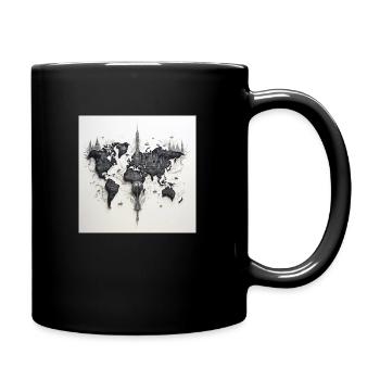 world map black and withe - Tasse einfarbig - Schwarz - Rechts