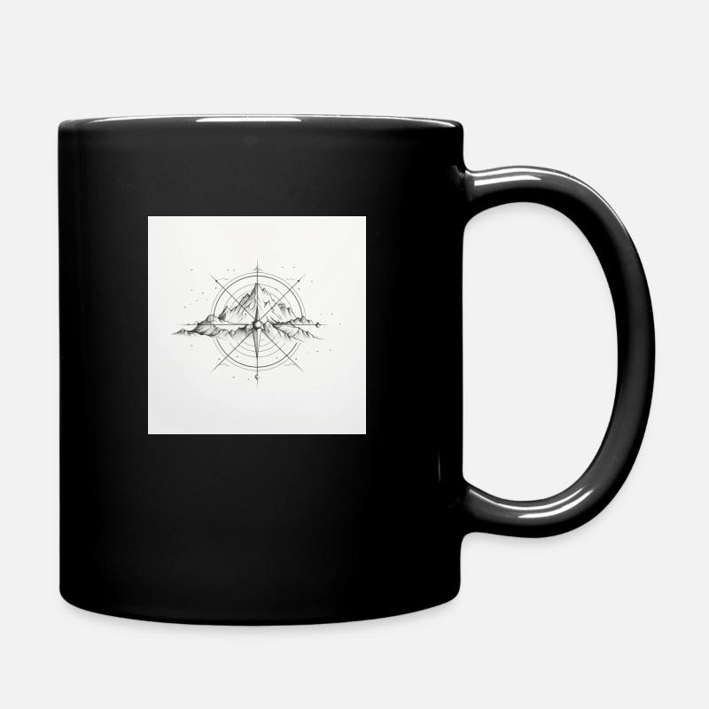 one line drawing Kompass - Tasse einfarbig - Schwarz