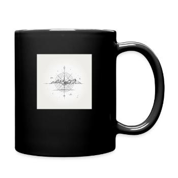 one line drawing Kompass - Tasse einfarbig - Schwarz - Rechts