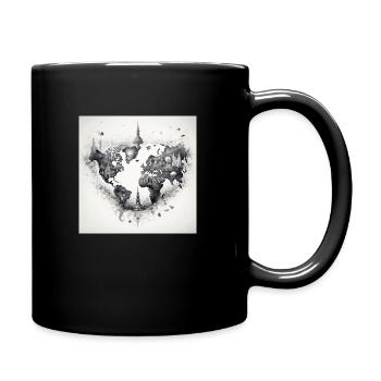 world map black and withe - Tasse einfarbig - Schwarz - Rechts