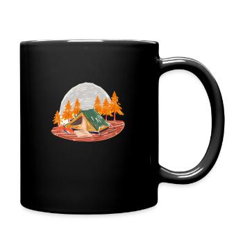 Camping im Wald - DesingWerkstatt - Campingfreunde - Tasse einfarbig - Schwarz - Rechts