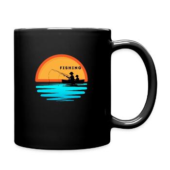 Fischen - Tasse einfarbig - Schwarz - Rechts