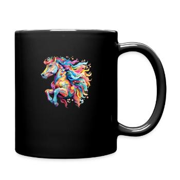 springendes Pferd - Tasse einfarbig - Schwarz - Rechts