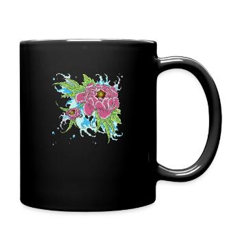 Pfingstrose 1 - Tasse einfarbig - Schwarz - Rechts
