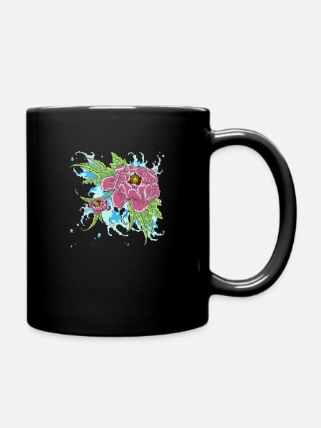 peony 1 - Full Colour Mug - black