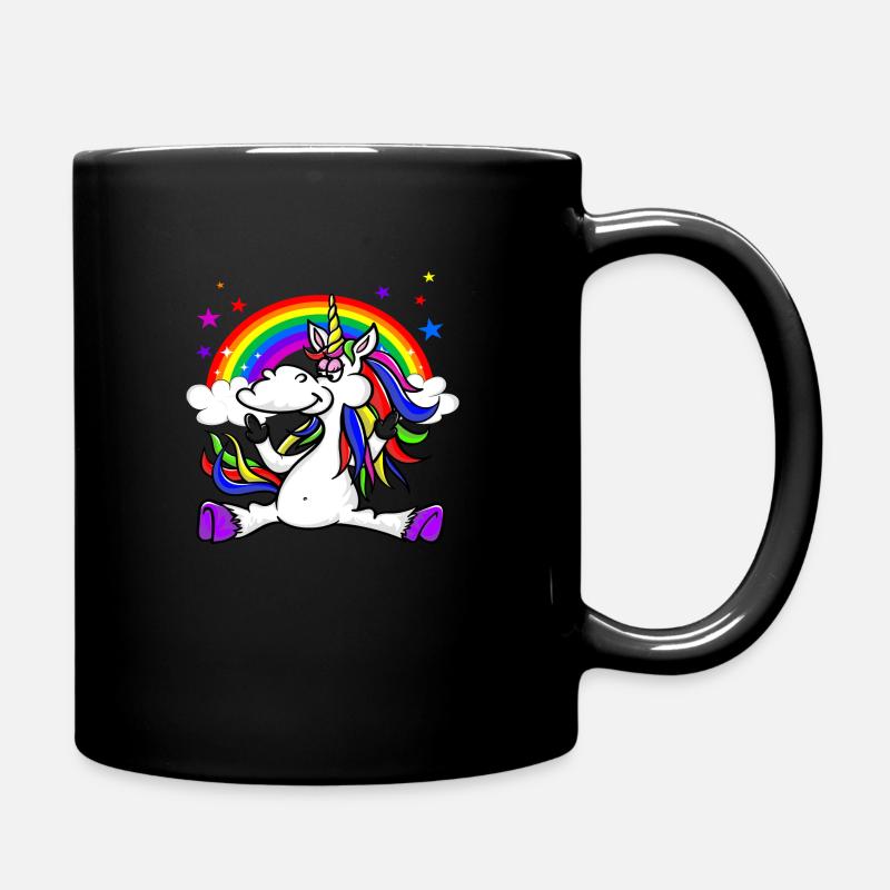 Verrücktes lustiges Einhorn - Tasse einfarbig - Schwarz
