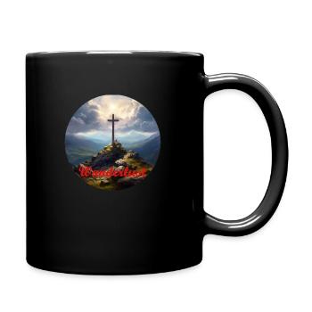Am Gipfelkreuz: Wo Himmel und Erde sich berühren - Tasse einfarbig - Schwarz - Rechts