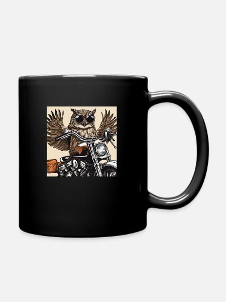 Rocker Eule - Tasse einfarbig - Schwarz