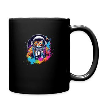 Astronauten-Katze - Tasse einfarbig - Schwarz - Rechts