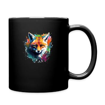 Aquarell Fuchs, Fuchs - Tasse einfarbig - Schwarz - Rechts