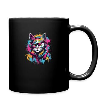 Urbane Katze - Tasse einfarbig - Schwarz - Rechts