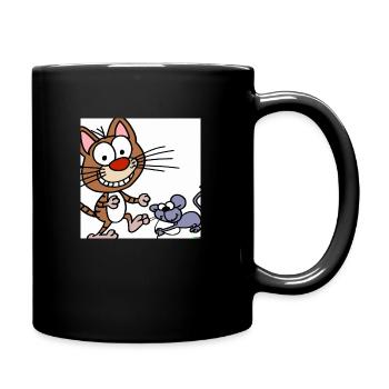 Katze und Maus - Tasse einfarbig - Schwarz - Rechts
