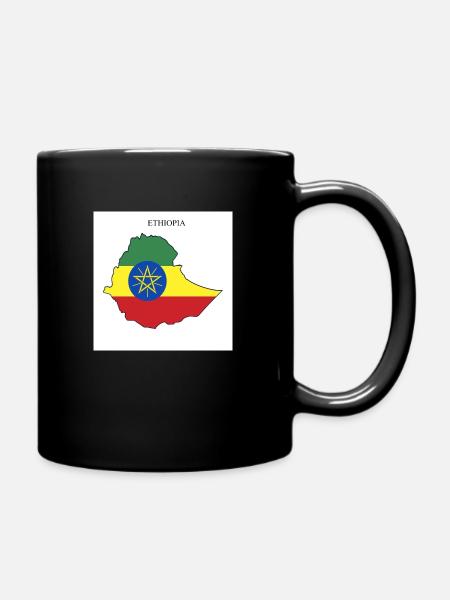 Ethiopia Flag, Map - Full Colour Mug - black