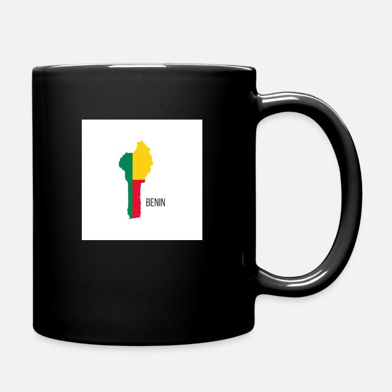 Benin Flag, Map - Full Colour Mug - black