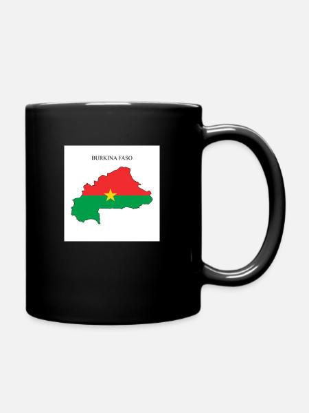 Burkina Faso flag, map - Full Colour Mug - black