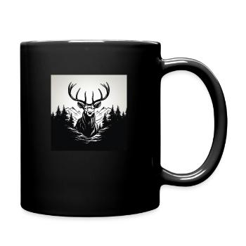 Schwarz Weiß Hirsch - Tasse einfarbig - Schwarz - Rechts