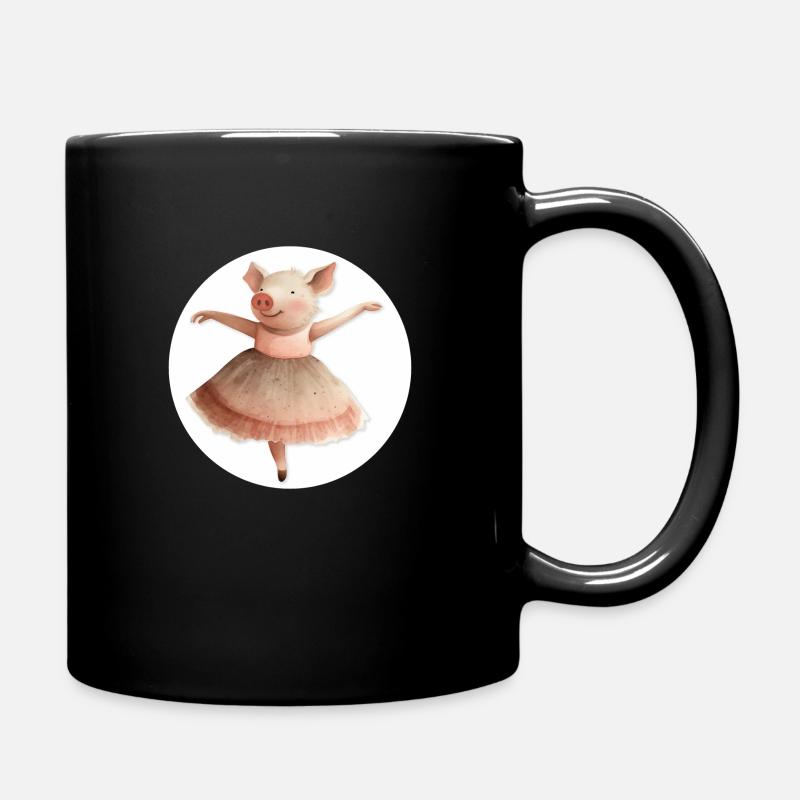 Schweinchen tanzt Ballett - Tasse einfarbig - Schwarz