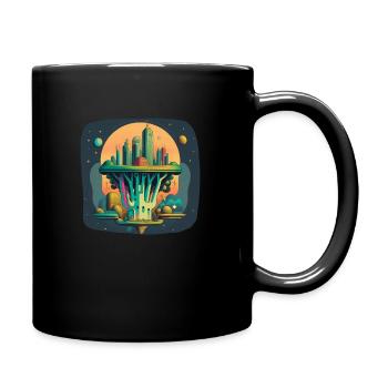 Ville futuriste inspirée du brocoli - Mug uni - noir - Droite