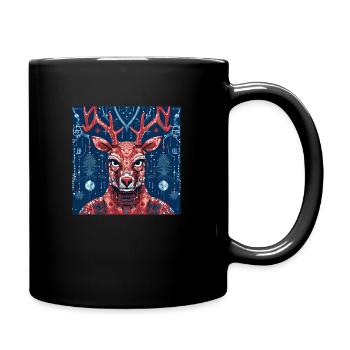 Wütendes Rentier - Das andere Weihnachtsdesign - Tasse einfarbig - Schwarz - Rechts