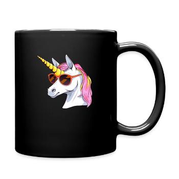 Cooles Einhorn mit Sonnenbrille - Tasse einfarbig - Schwarz - Rechts