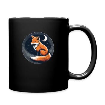 Fuchs bei der Nacht - Tasse einfarbig - Schwarz - Rechts