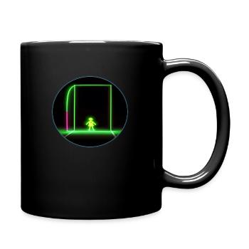 Fußballtor im Neon Look - Tasse einfarbig - Schwarz - Rechts