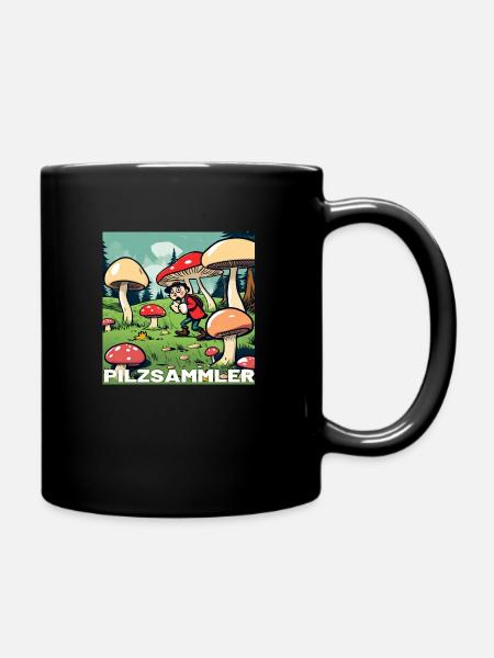 Pilzsammler im Pilzwald - Tasse einfarbig - Schwarz
