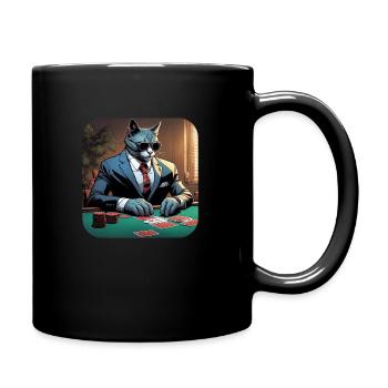 Poker Face Cat - Full Colour Mug - black - Right