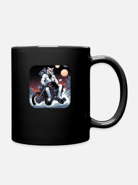 Moto Tiger sur la lune - Mug uni - noir