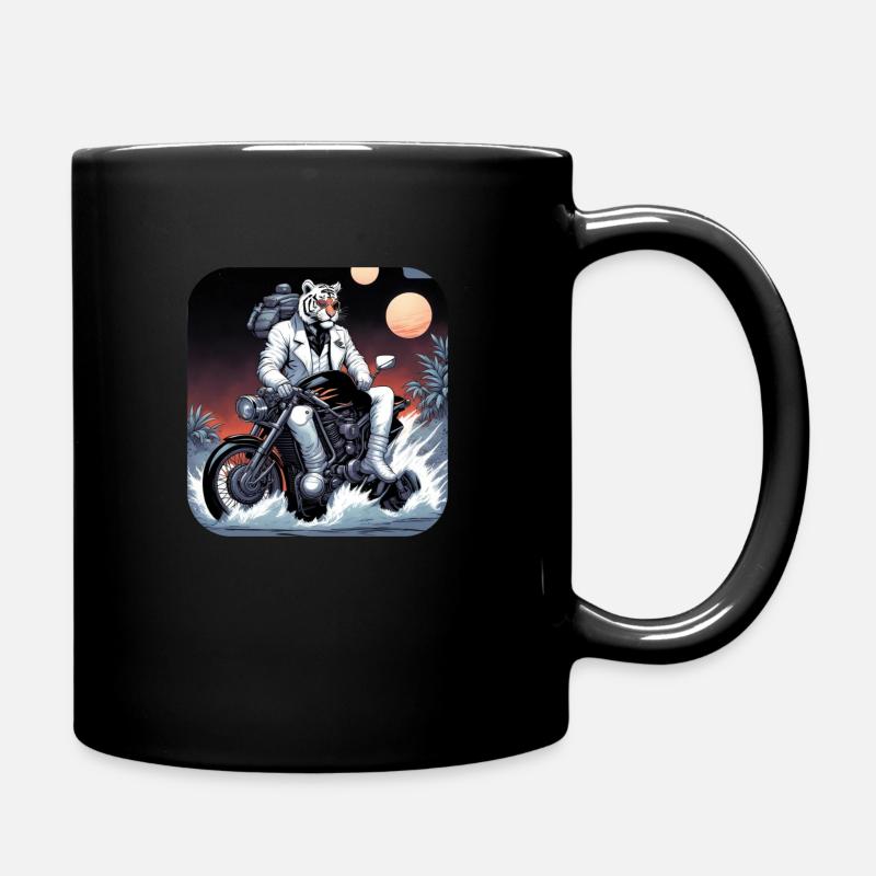Tiger Motorbike on moon - Tasse einfarbig - Schwarz