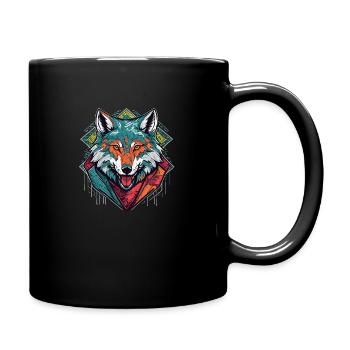 Colourful Wolf - Full Colour Mug - black - Right