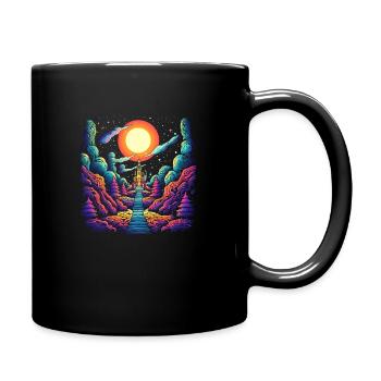 Stairway to Heaven - Psychedelic Castle Art - Full Colour Mug - black - Right