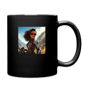 Girl on Bike - Full Colour Mug - black - Right