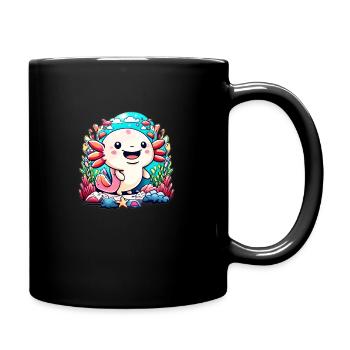 Axolotl Chibi - Tasse einfarbig - Schwarz - Rechts