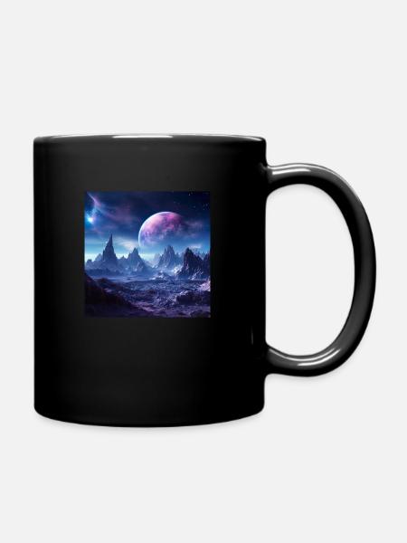 Blauer Planet in fremder Galaxy - Tasse einfarbig - Schwarz