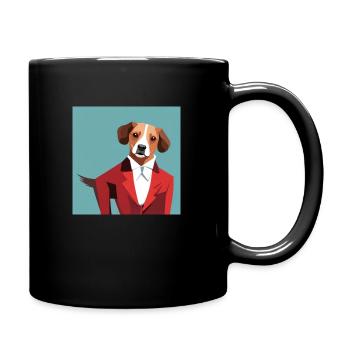 Hund in Business Kleidung - Tasse einfarbig - Schwarz - Rechts